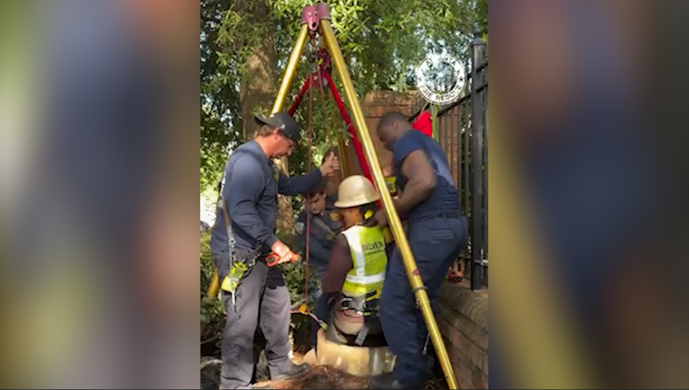 VIDEO: Worker rescued after falling from ladder inside 20-foot deep manhole — WESH 2 Orlando