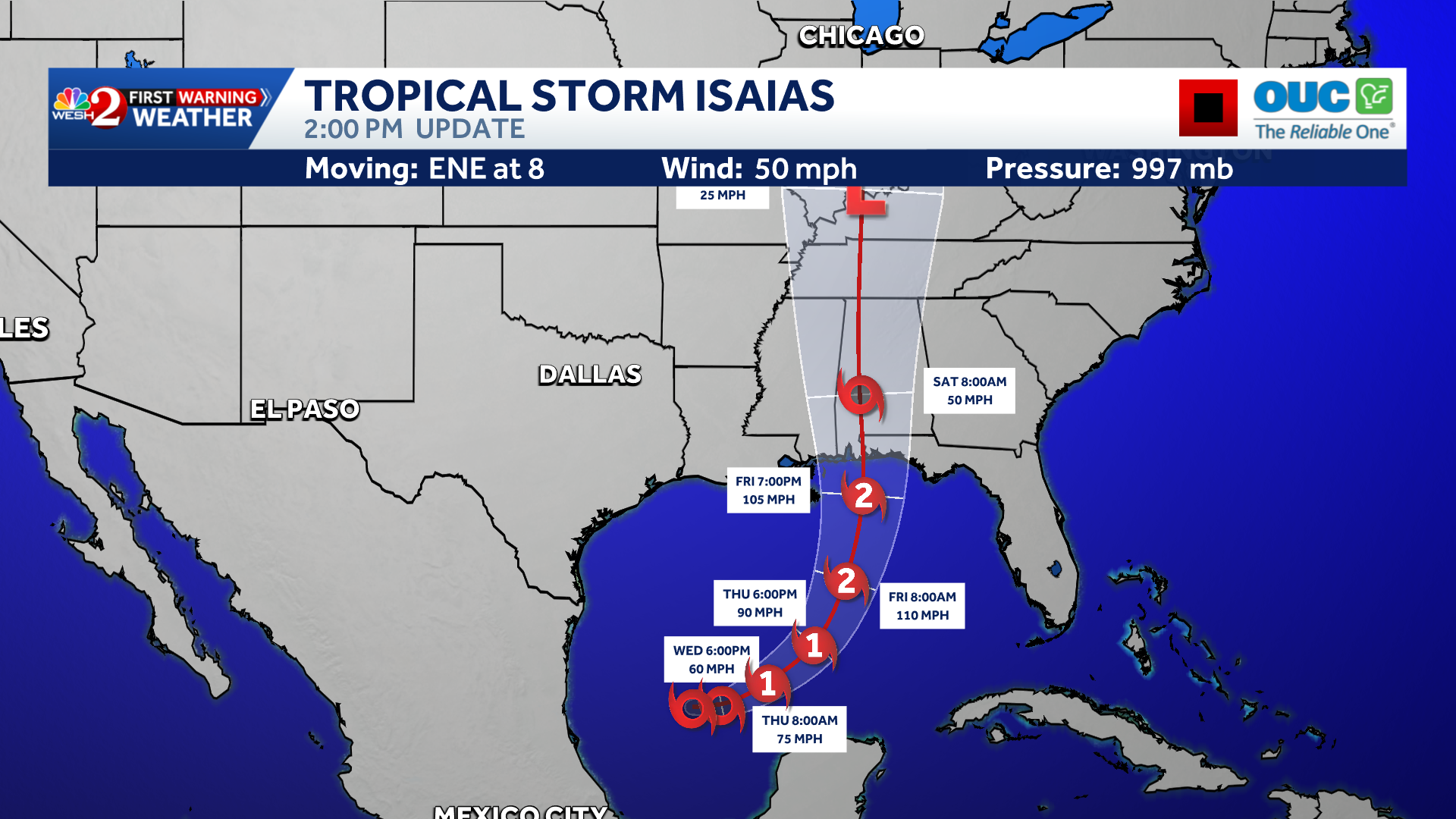 Tropical Storm Isaias churns in Gulf; parts of Florida under hurricane watch  — WESH 2 Orlando