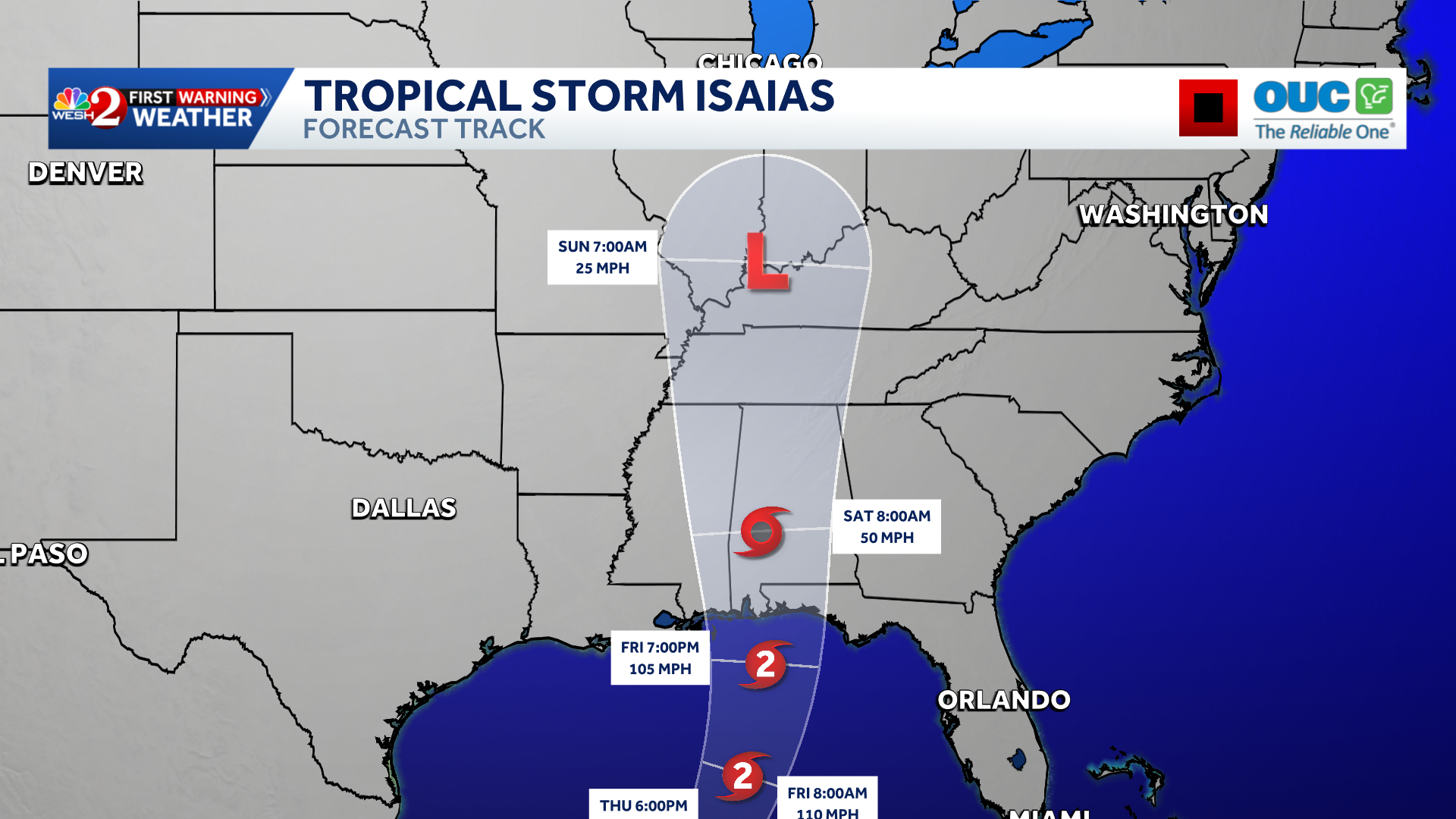 Tropical Storm Isaias churns in Gulf; parts of Florida under hurricane watch  — WESH 2 Orlando