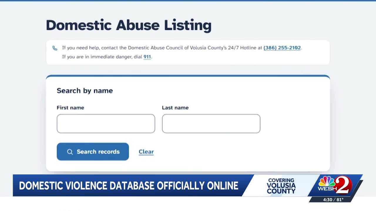 Volusia County launches Florida’s first public domestic abuse database — WESH 2 Orlando, Winter Garden Community news