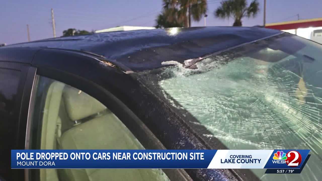 Pole falls on cars near Lake County roundabout work — WESH 2 Orlando, Winter Garden Community news